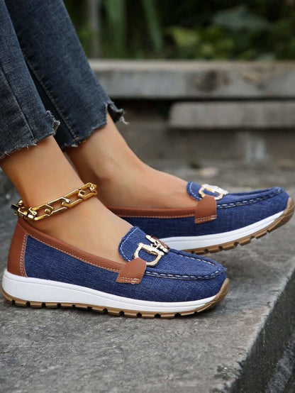 Women’s Orthopedic Loafers with Metal Detail and Cushioned Support