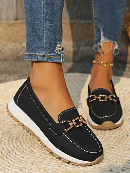 Women’s Orthopedic Loafers with Metal Detail and Cushioned Support