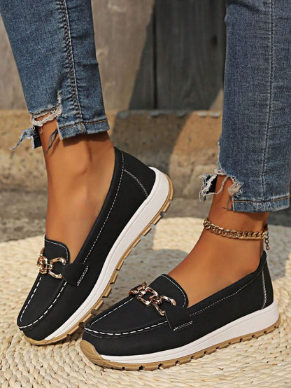 Women’s Orthopedic Loafers with Metal Detail and Cushioned Support