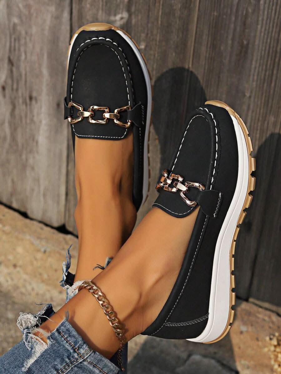 Women’s Orthopedic Loafers with Metal Detail and Cushioned Support
