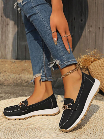 Women’s Orthopedic Loafers with Metal Detail and Cushioned Support