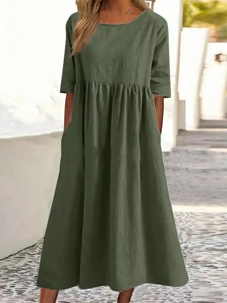 Elegant Lightweight Button Pocket Dress for Women
