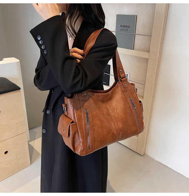 Classic Structured Leather Tote Bag for Women