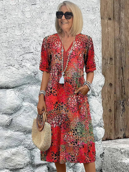 Colorful Linen Blend Summer Dress for Women