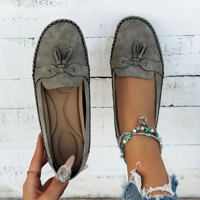 Women’s Orthopedic Moccasin Loafers with Bow Detail and Cushioned Sole