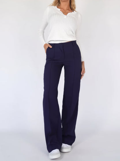 Women’s Tailored Wide Leg Pants with High Waist and Straight Fit
