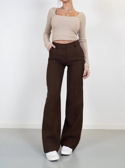Women’s Tailored Wide Leg Pants with High Waist and Straight Fit