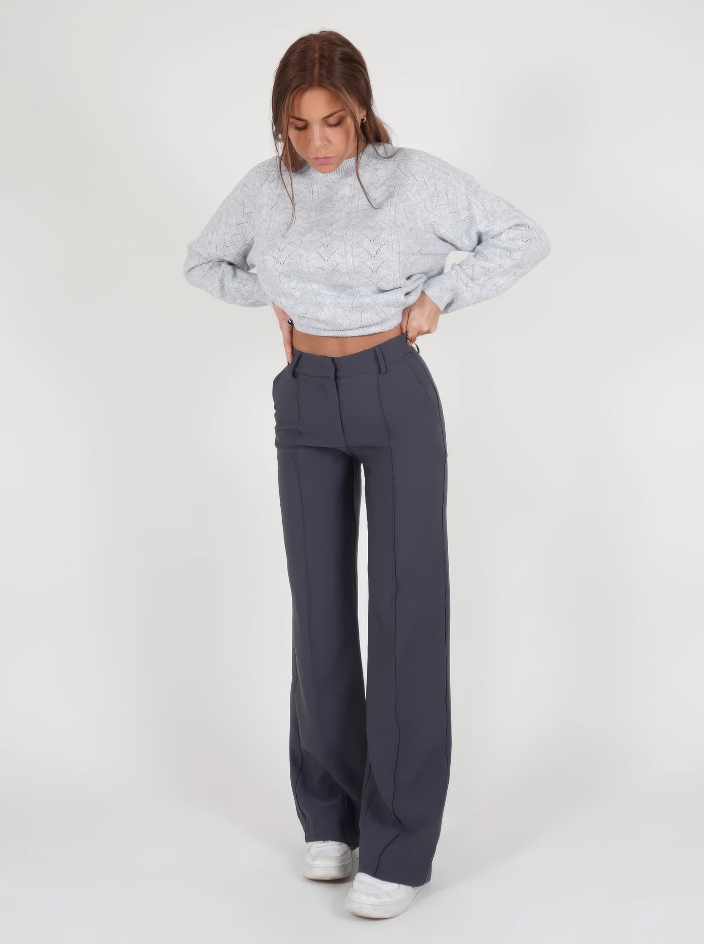 Women’s Tailored Wide Leg Pants with High Waist and Straight Fit