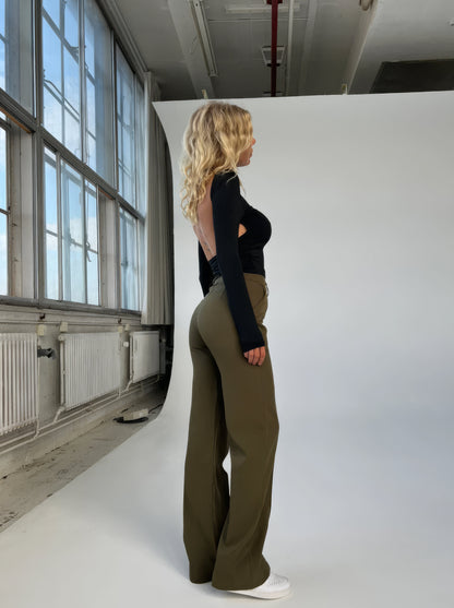 Women’s Tailored Wide Leg Pants with High Waist and Straight Fit