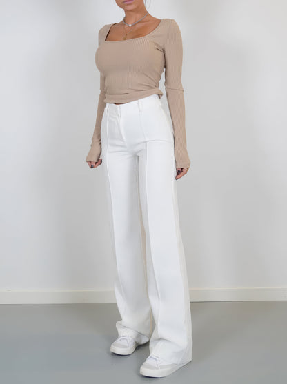 Women’s Tailored Wide Leg Pants with High Waist and Straight Fit