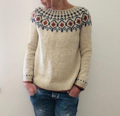 Strickpullover Mit Nordischem Rautenmuster Für Damen