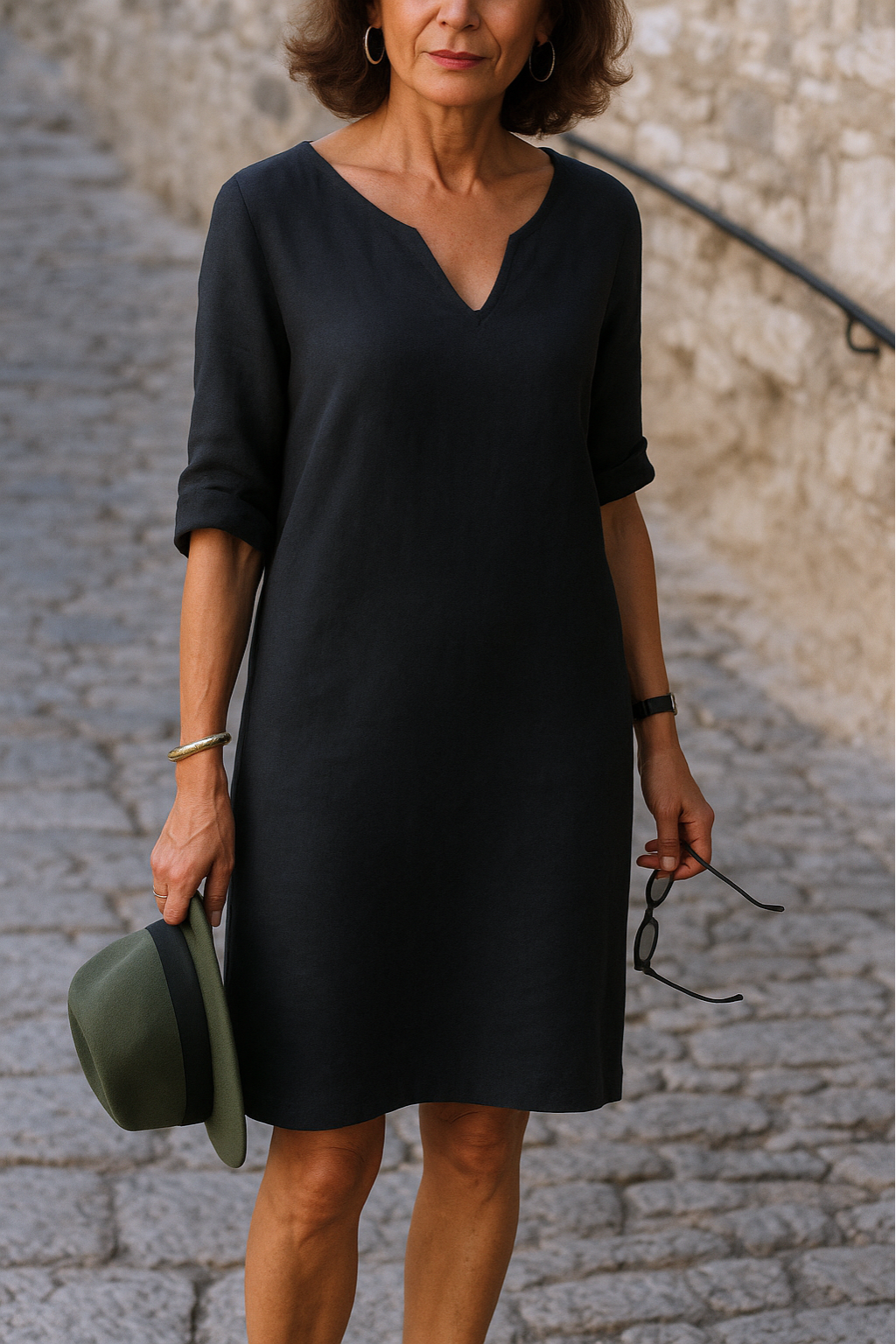 Graceful Lightweight V-Neck Midi Dress for Women
