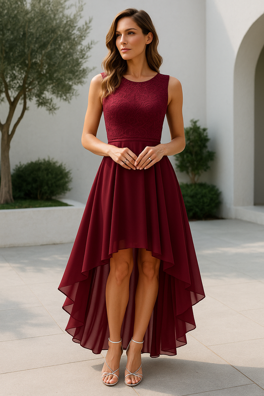 Women’s Elegant High Low Sleeveless Wedding Guest Party Dress