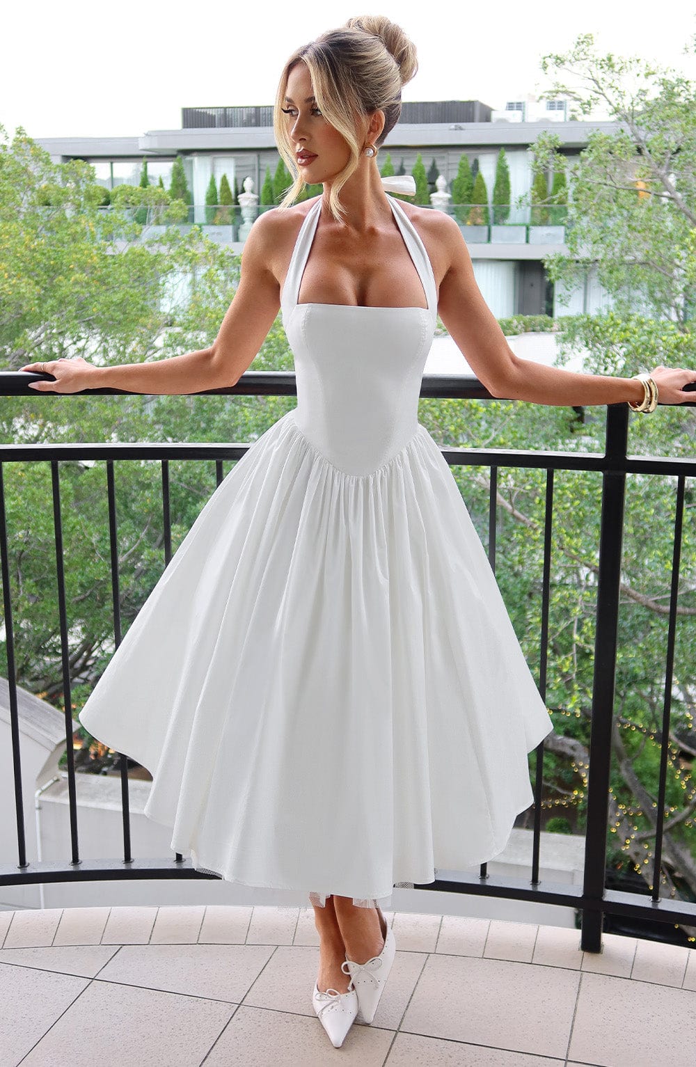 Whitlea | Timeless Halter Midi Wedding Guest Dress for Special Events