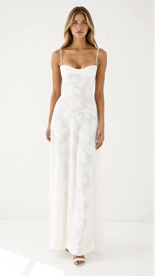 Women’s Elegant Slip Spaghetti Strap Wedding Guest Maxi Dress