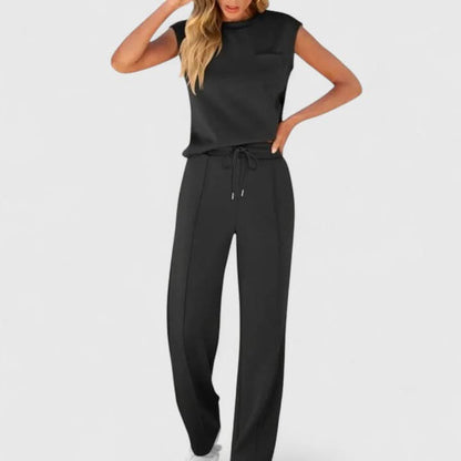 Women's Sleeveless Two Piece Set with Wide Leg Pants Casual Outfit
