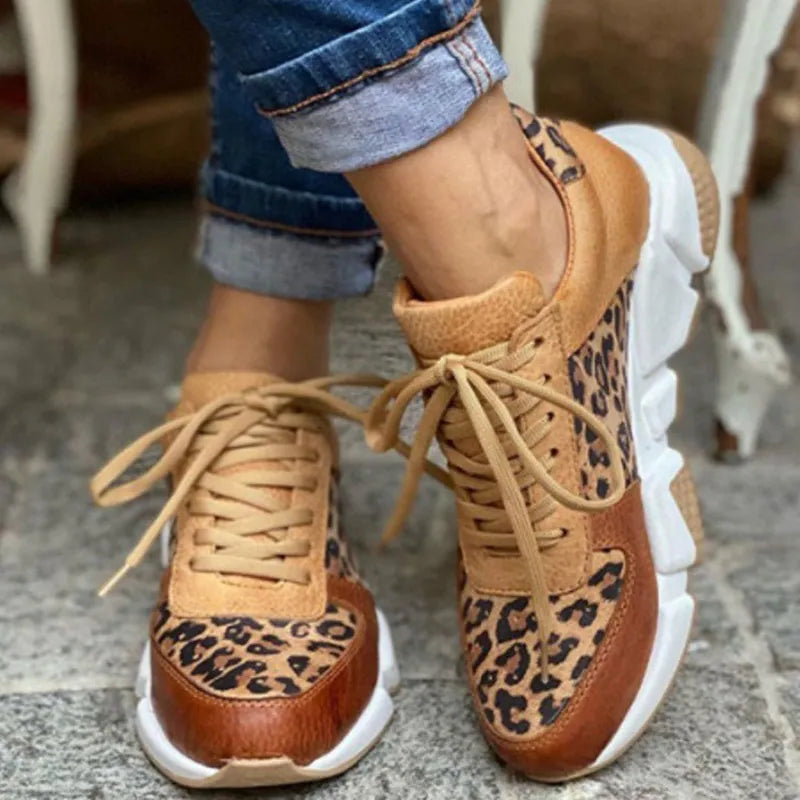 Winslow | Women’s Leopard Print Lace-Up Chunky Sneakers