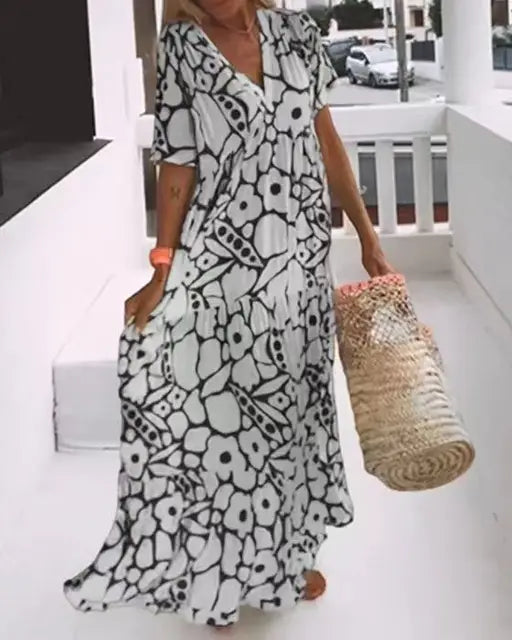 Elegant Relaxed Floral Summer Dress for Women