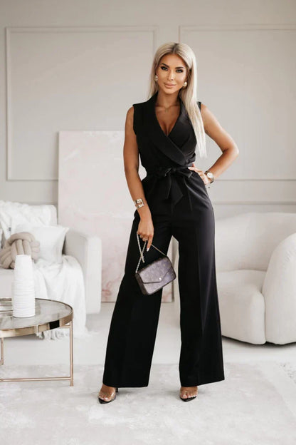 Damen Ärmelloser Wickel Jumpsuit für Partys