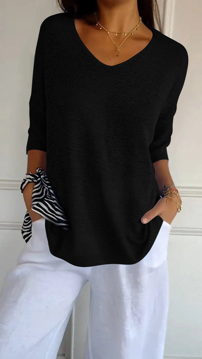 Chic Lightweight V-Neck Knit Top for Women