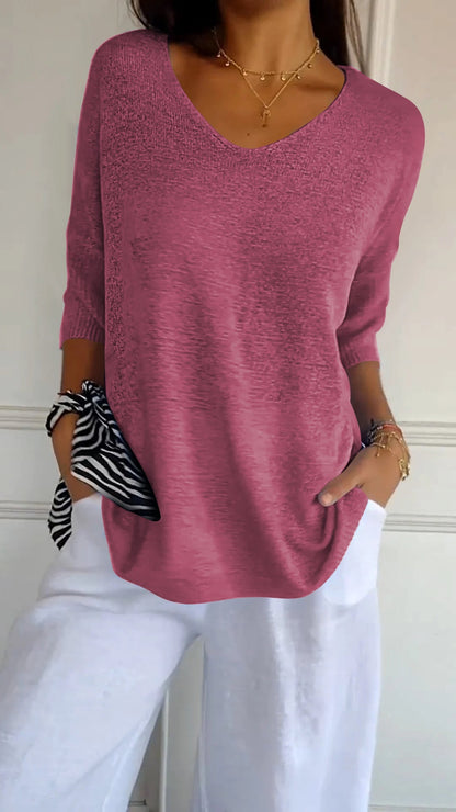 Chic Lightweight V-Neck Knit Top for Women