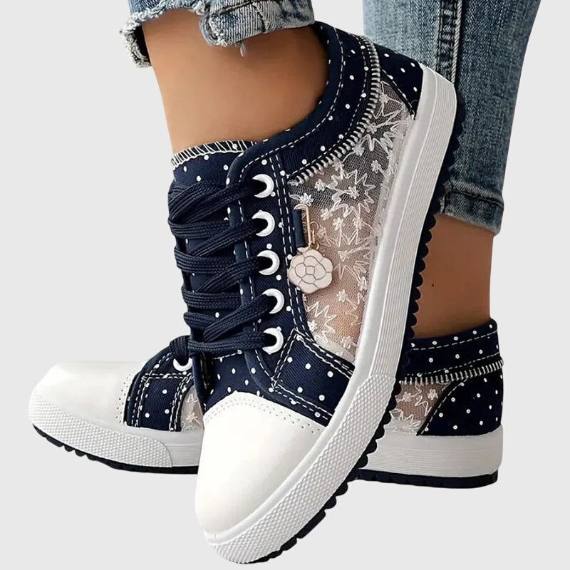 Women’s Orthopedic Lace-Up Sneakers with Arch Support and Cushioned Sole