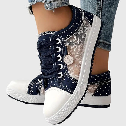 Women’s Orthopedic Lace-Up Sneakers with Arch Support and Cushioned Sole