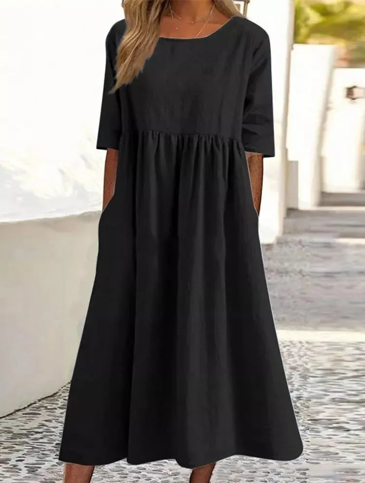 Elegant Lightweight Button Pocket Dress for Women