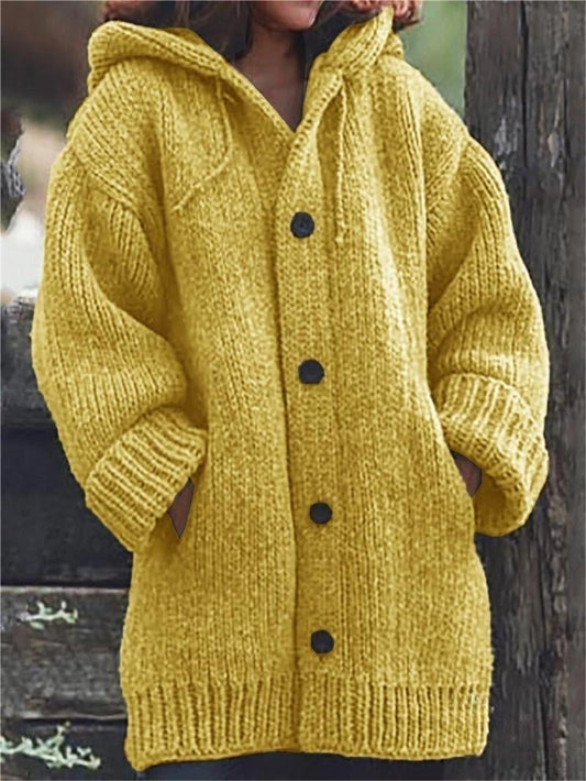 Übergroße Strickjacke mit Kapuze für Winter Damen