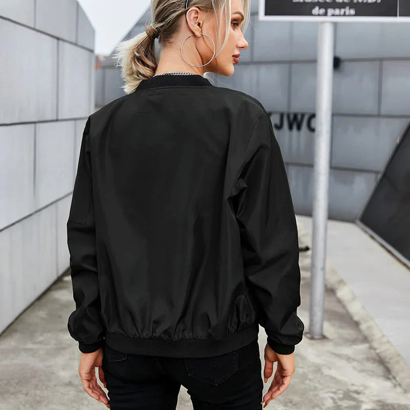 Women's Classic Bomber Jacket – Stylish Zip-Up Design