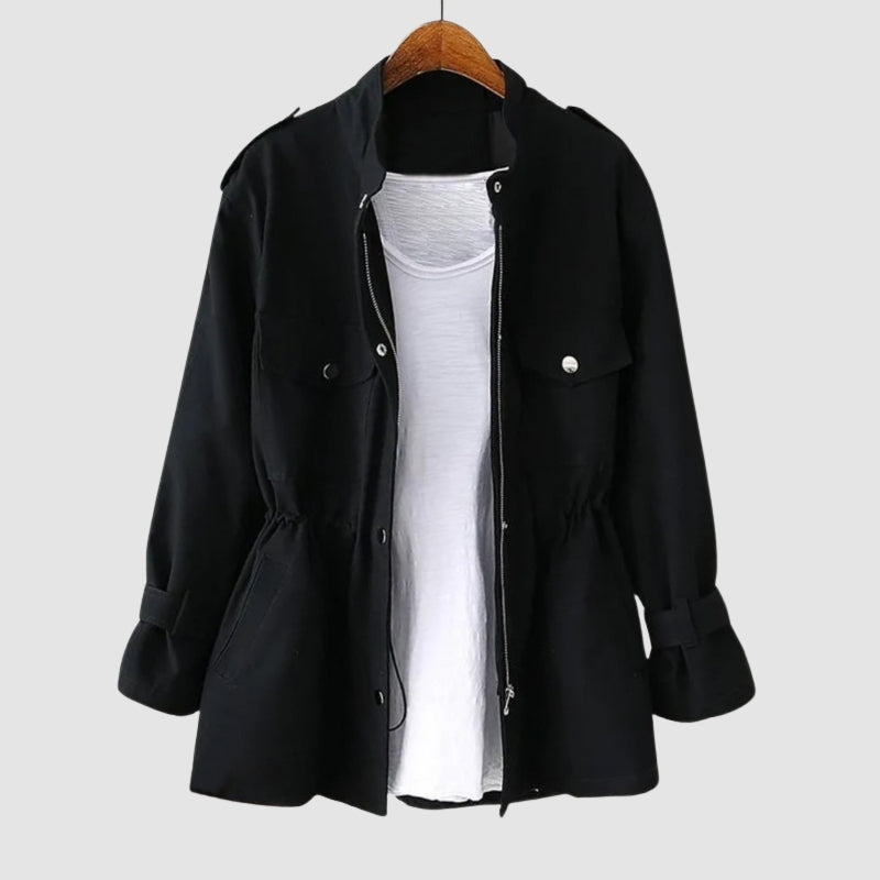 Utility Lange Jacke Mit Tunnelzug Taille Damen