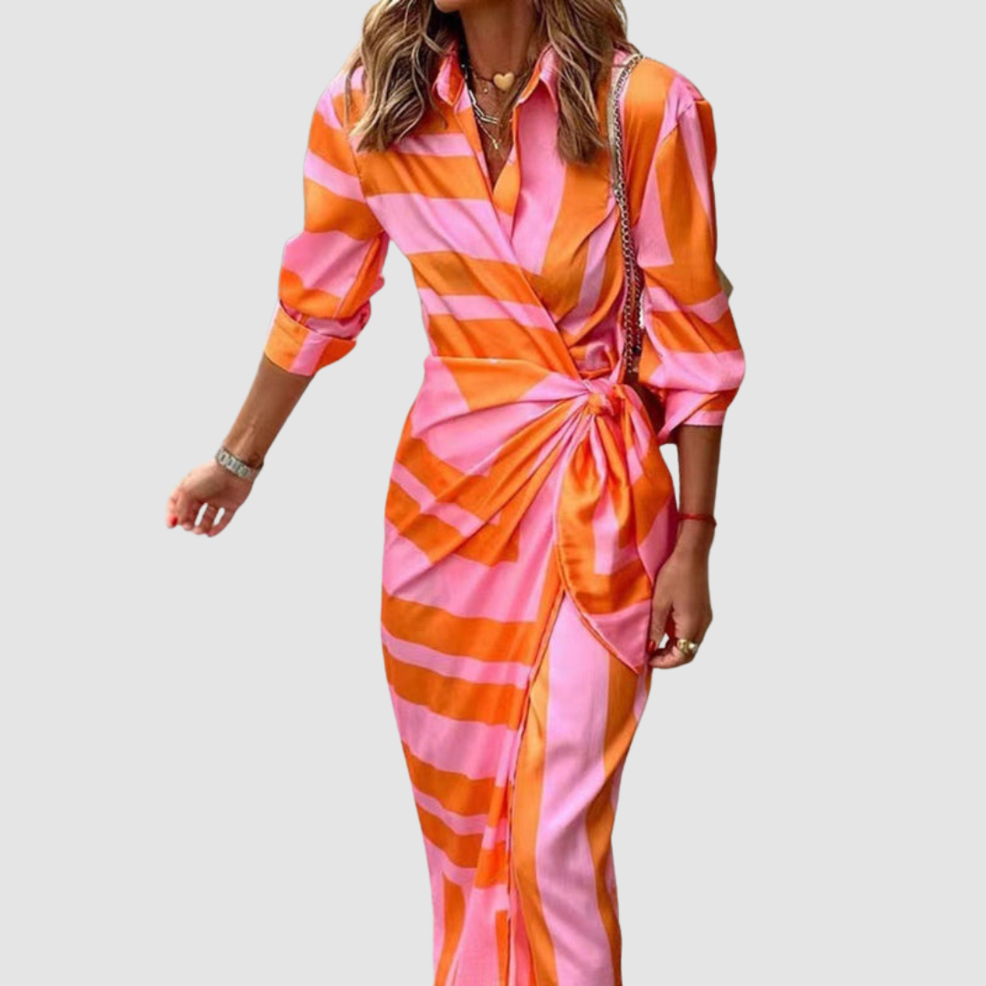 Striped Wrap Maxi Dress