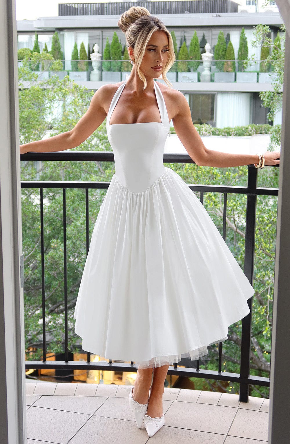 Whitlea | Timeless Halter Midi Wedding Guest Dress for Special Events