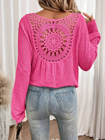 Elegant Waffle Knit V-Neck Top for Women