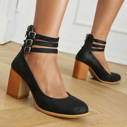 Women’s Block Heel Sandals with Ankle Strap and Minimal Design