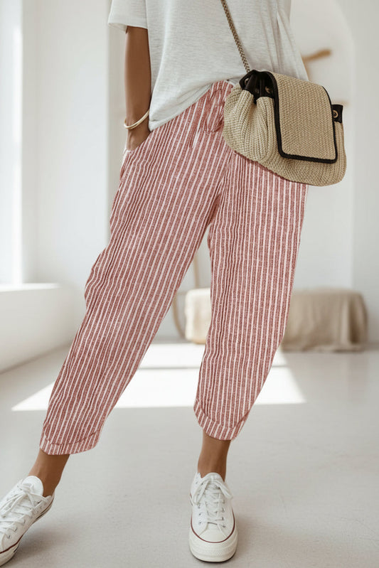 Women’s Relaxed Fit Jogger Pants with Drawstring Waist and Cuffed Ankles
