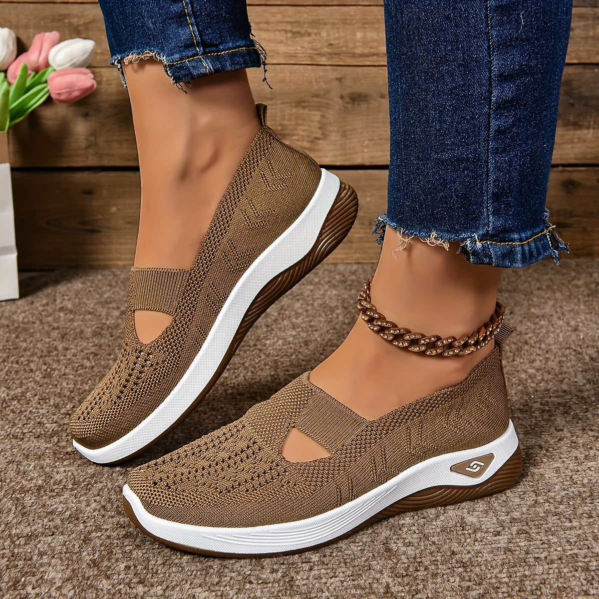 Women’s Orthopedic Slip On Shoes with Non Slip Sole and Breathable Knit
