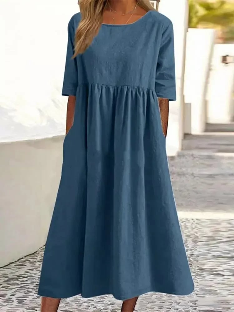Elegant Lightweight Button Pocket Dress for Women