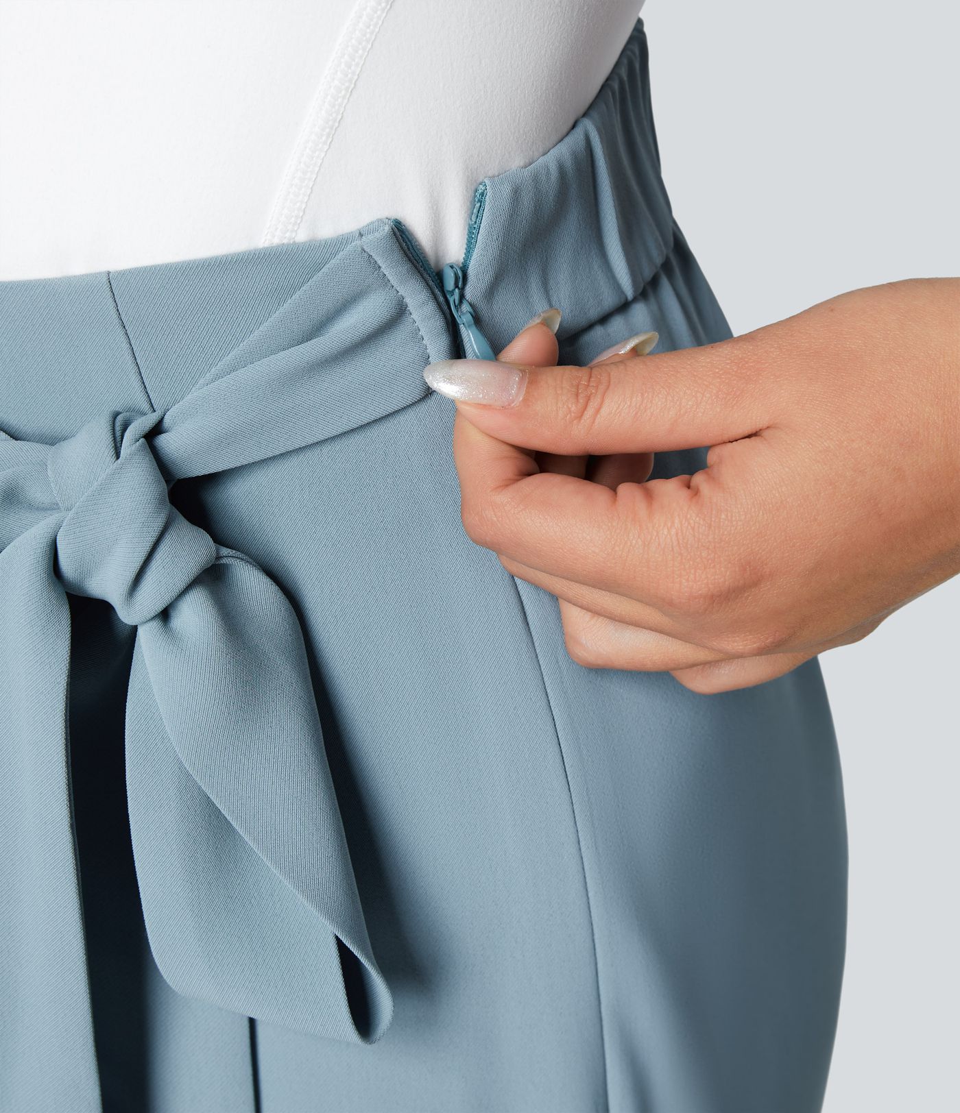 Women’s High Waist Wrap Pants with Wide Leg and Side Slit