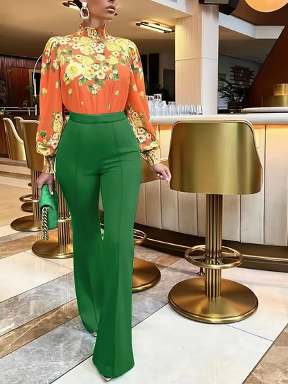 Women’s High Waist Flared Pants with Slim Fit and Stretch Comfort