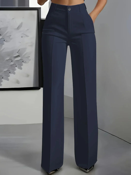 Women's High Waist Wide Leg Pants with Stretch Fit