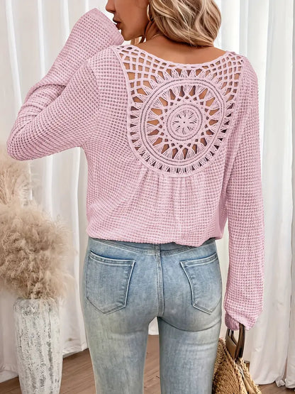Elegant Waffle Knit V-Neck Top for Women