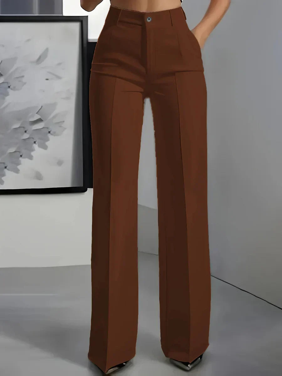Women's High Waist Wide Leg Pants with Stretch Fit