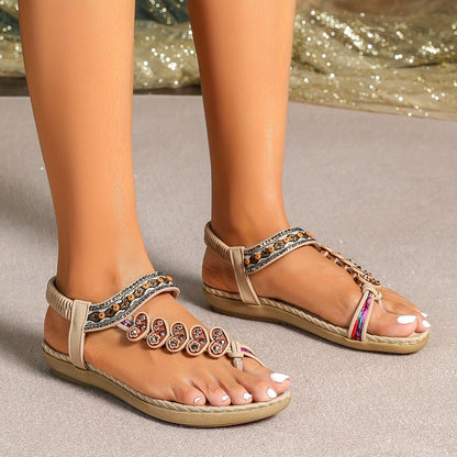 Women’s Orthopedic Toe Loop Sandals with Cushioned Sole and Adjustable Strap
