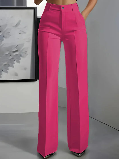 Women's High Waist Wide Leg Pants with Stretch Fit