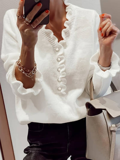 Darcey | Ruffle Blouse with Decorative Buttons for Women