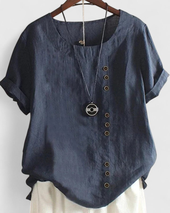 Stylish Asymmetrical Button Blouse