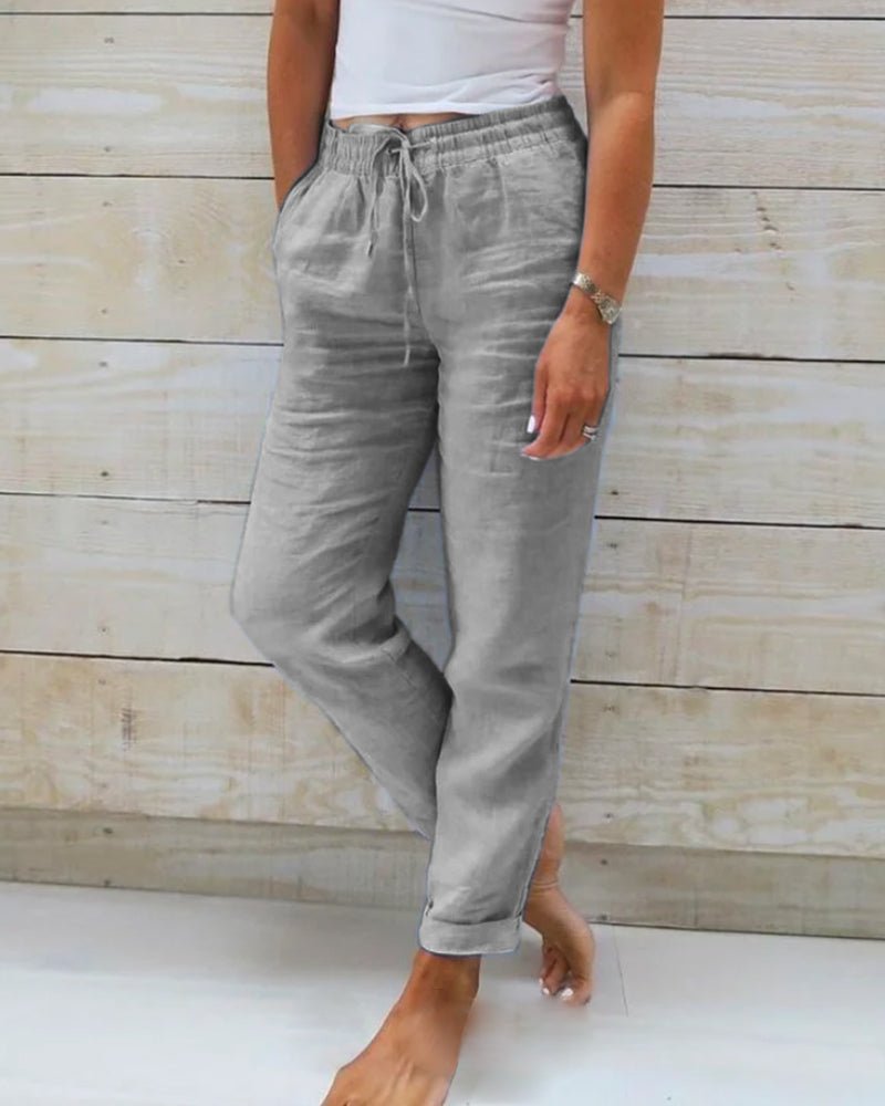 Women’s Relaxed Fit Pants with Elastic Waist and Side Pockets