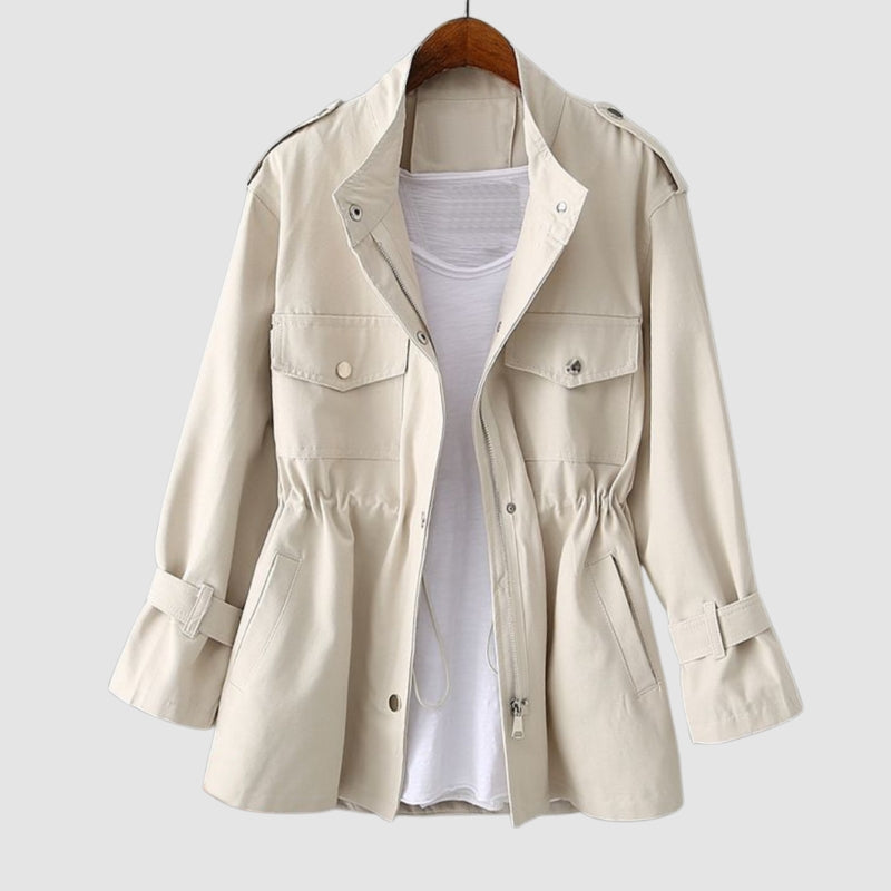 Utility Lange Jacke Mit Tunnelzug Taille Damen