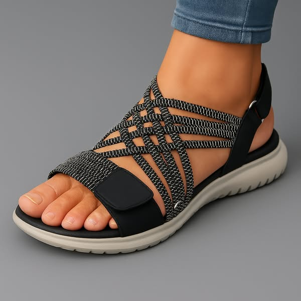 Women’s Comfort Sandals with Stretch Straps and Cushioned Footbed